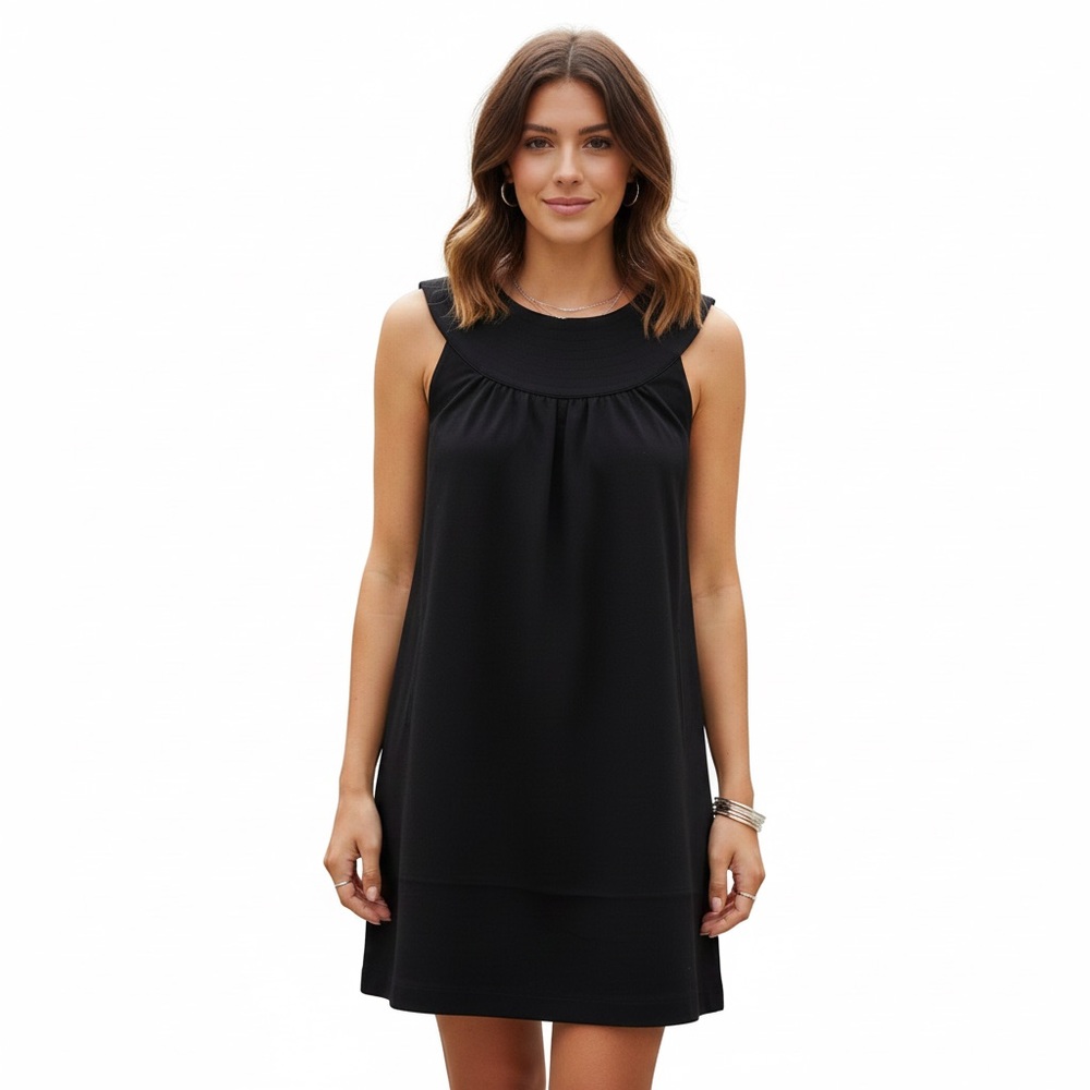 BB Dakota Nordstrom Retro Black Wool Shift Sleeveless Mini Dress Round Collar M